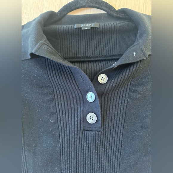 J.Crew Collared Tencel Black Short Sleeve Black Sweater Size Small  1546 - Picture 5 of 9